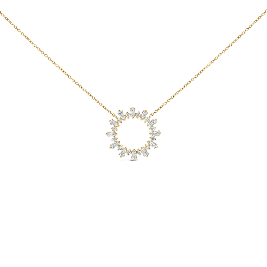 14K Yellow Gold Plated Sterling Silver 3/4 Cttw Diamond Starburst Pendant Necklace  DestGlow