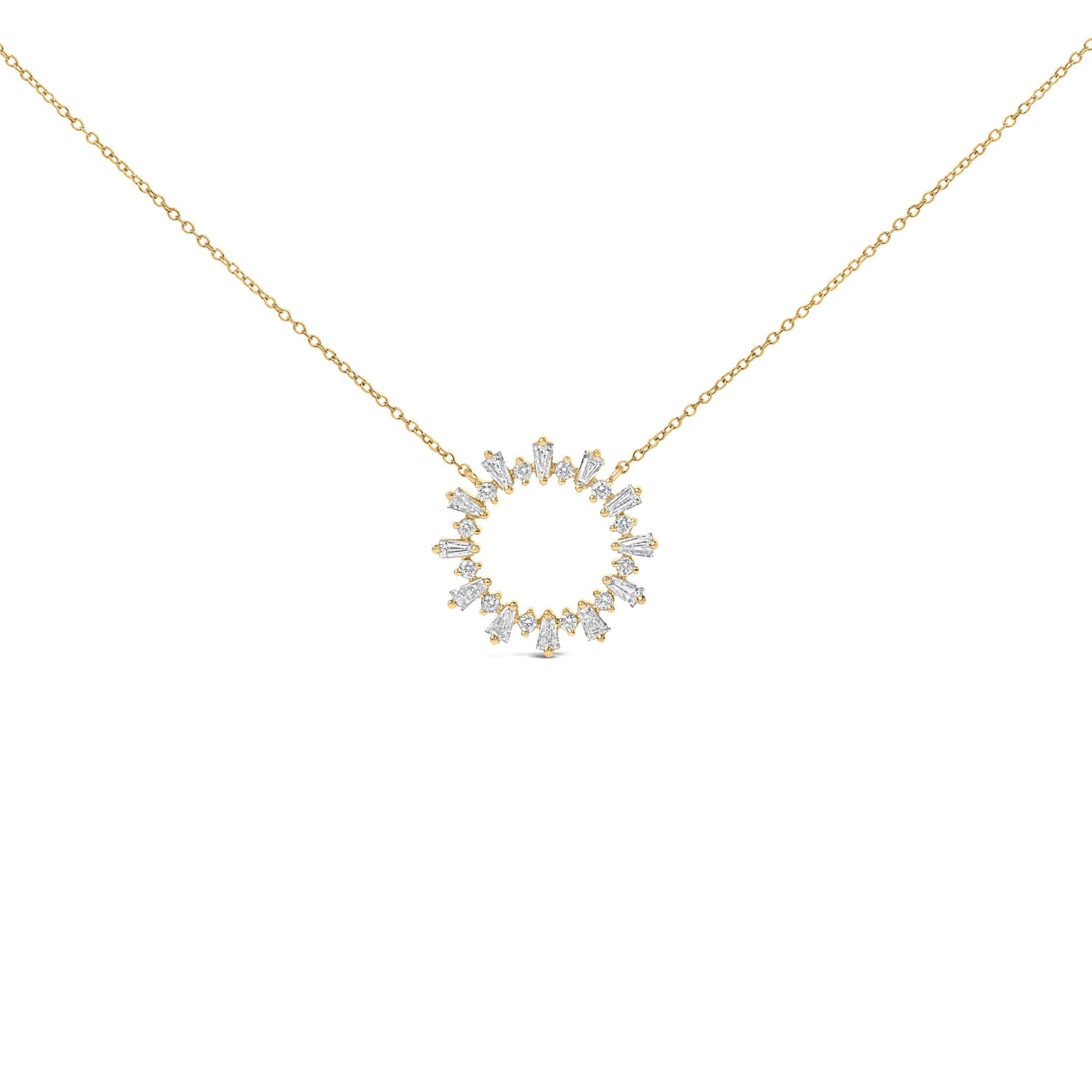 14K Yellow Gold Plated Sterling Silver 3/4 Cttw Diamond Starburst Pendant Necklace
