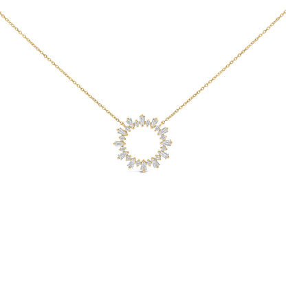 14K Yellow Gold Plated Sterling Silver 3/4 Cttw Diamond Starburst Pendant Necklace