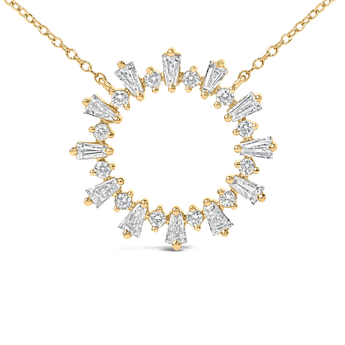 14K Yellow Gold Plated Sterling Silver 3/4 Cttw Diamond Starburst Pendant Necklace  DestGlow