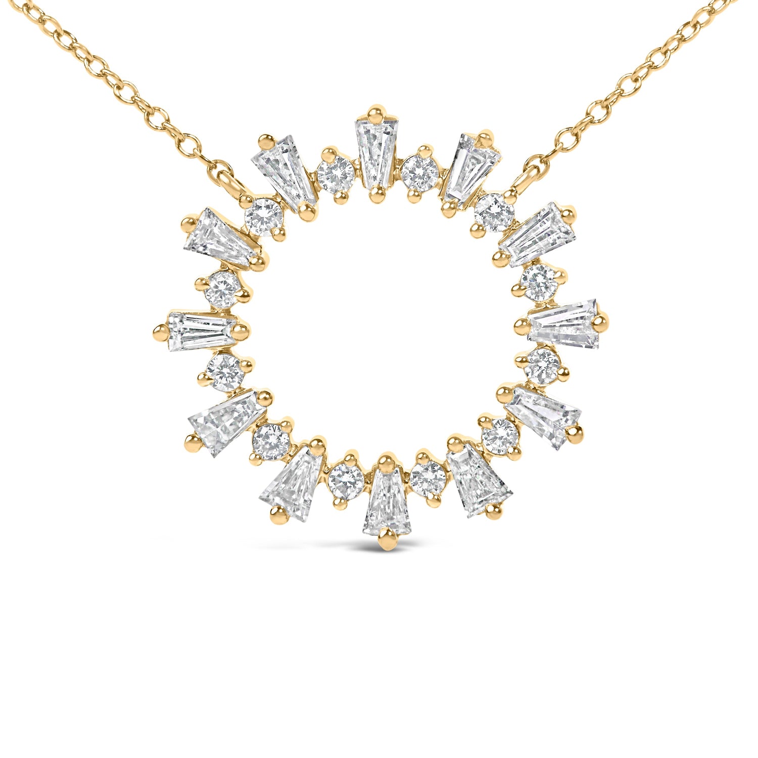 14K Yellow Gold Plated Sterling Silver 3/4 Cttw Diamond Starburst Pendant Necklace
