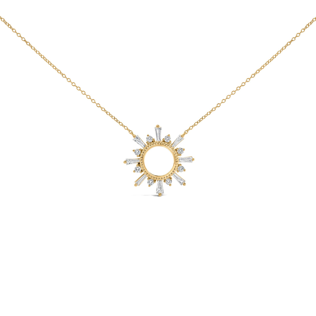 14K Yellow Gold Plated Sterling Silver 5/8 Cttw Diamond Open Starburst Pendant Necklace  DestGlow
