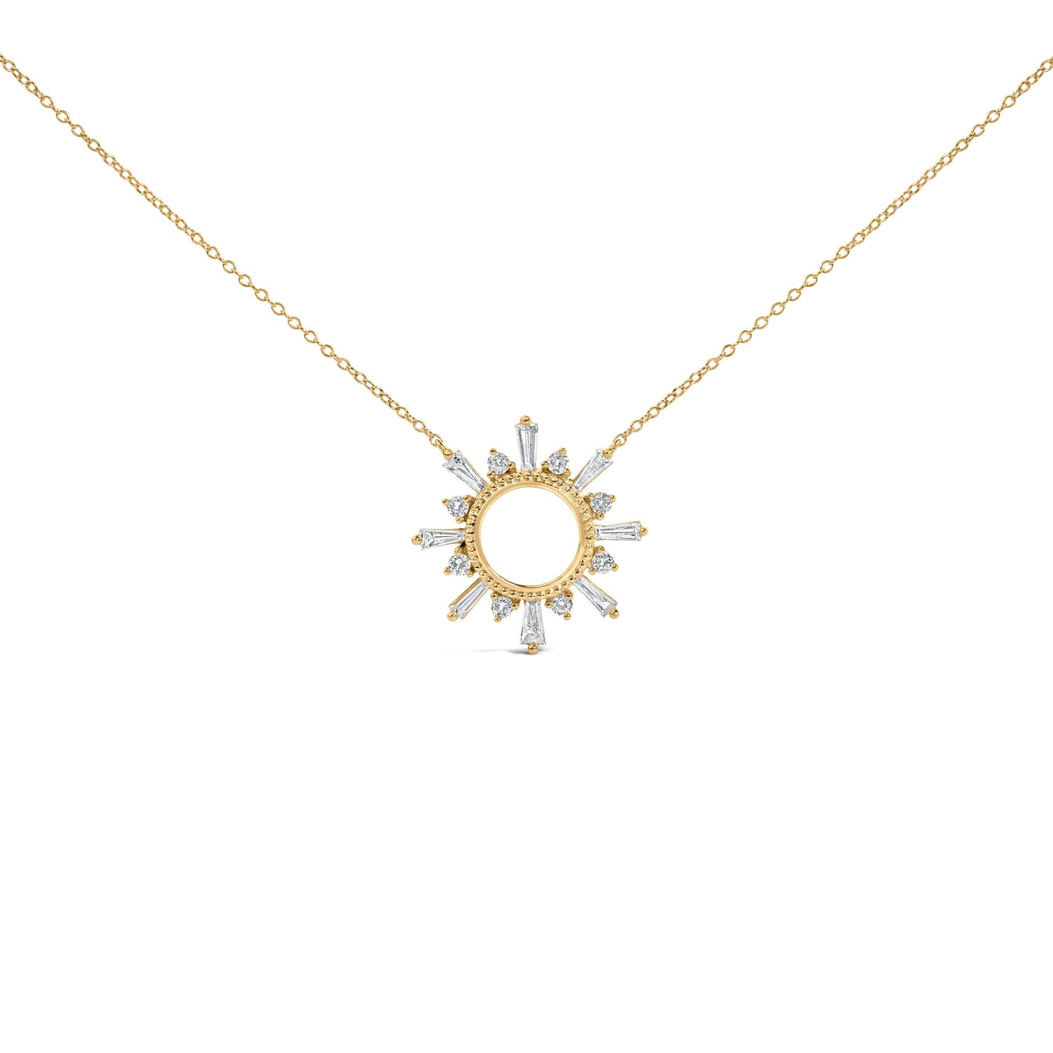 14K Yellow Gold Plated Sterling Silver 5/8 Cttw Diamond Open Starburst Pendant Necklace