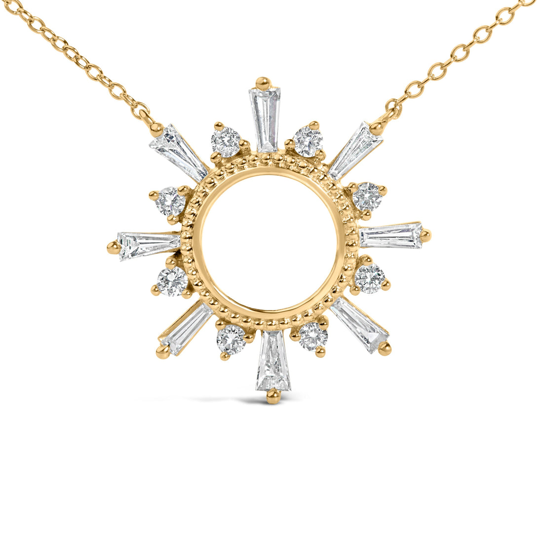 14K Yellow Gold Plated Sterling Silver 5/8 Cttw Diamond Open Starburst Pendant Necklace  DestGlow