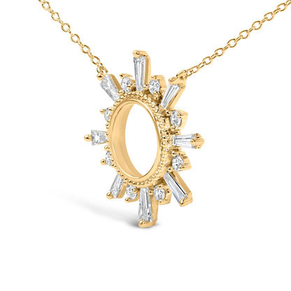 14K Yellow Gold Plated Sterling Silver 5/8 Cttw Diamond Open Starburst Pendant Necklace