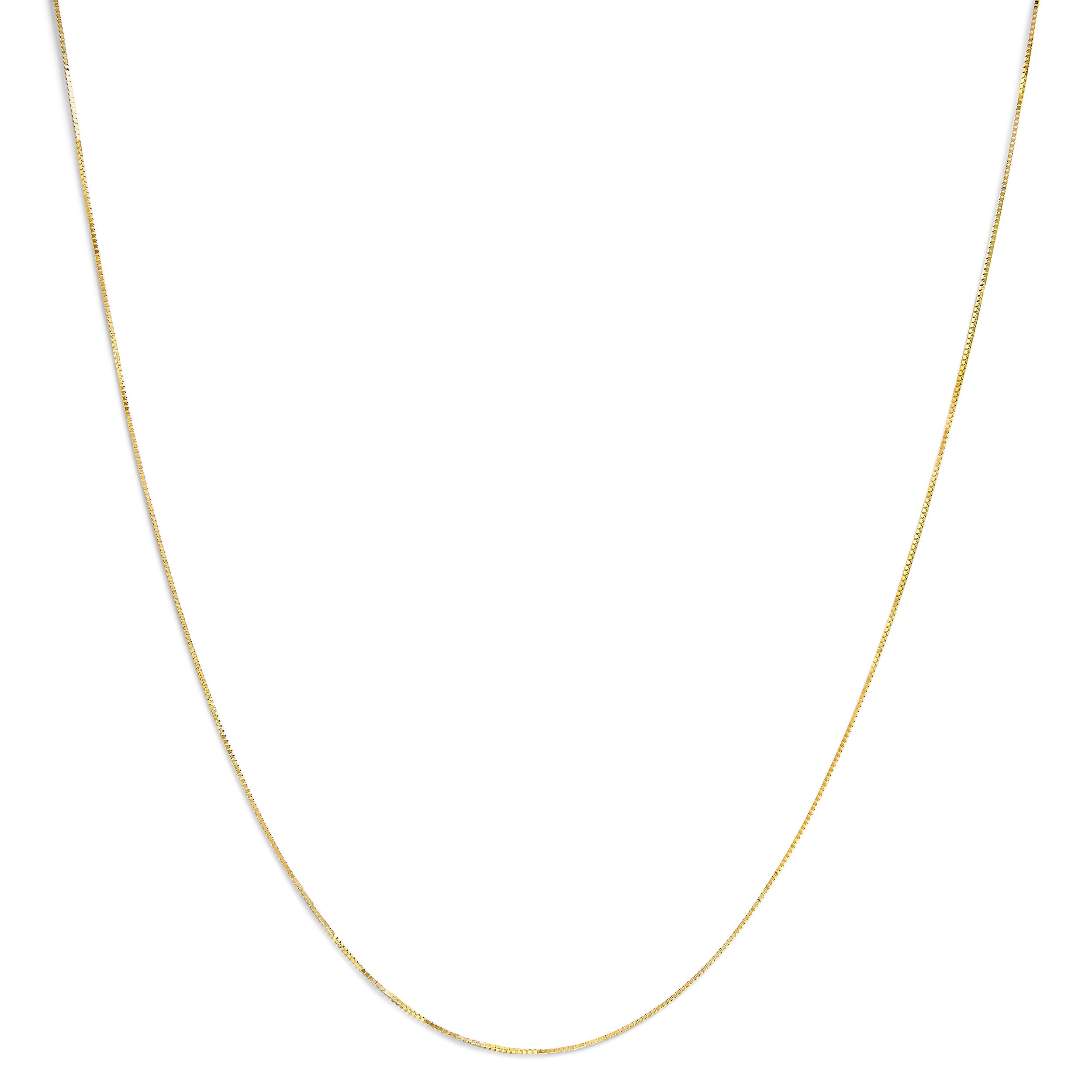 Solid 14K Yellow Gold 0.75mm Classic Box Chain Necklace. Unisex Chain - Size 16 Inches by Bids.com
