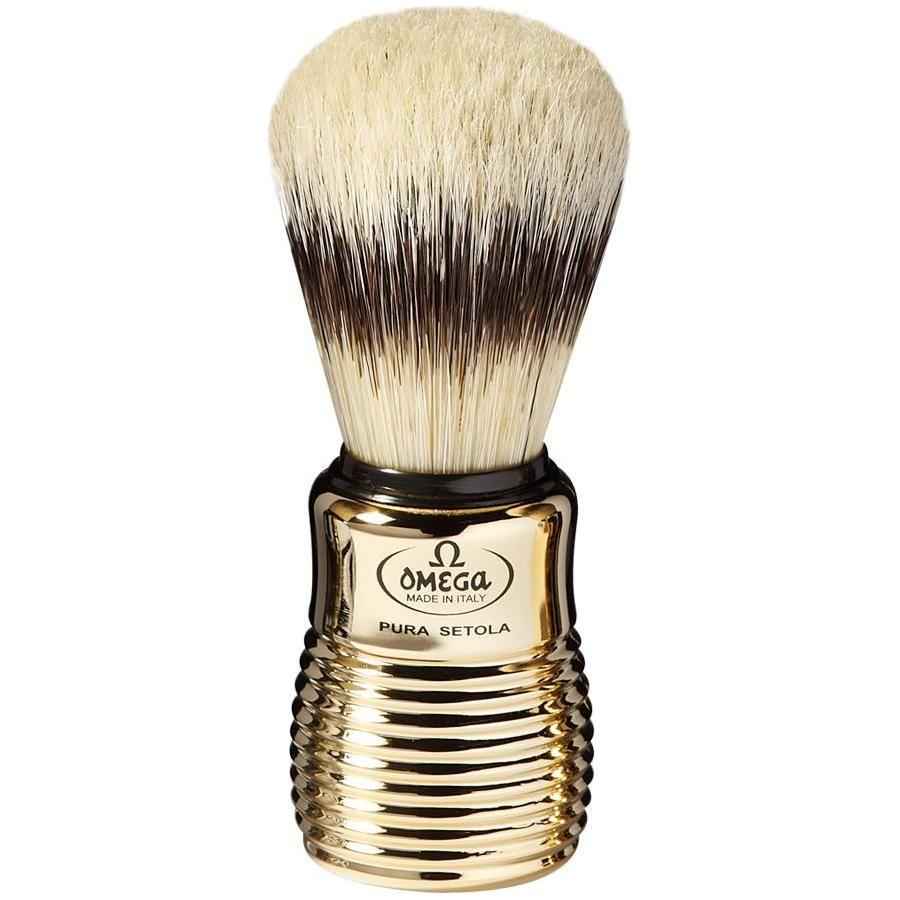 Omega Pure Bristle Shaving Brush Gold Handle 