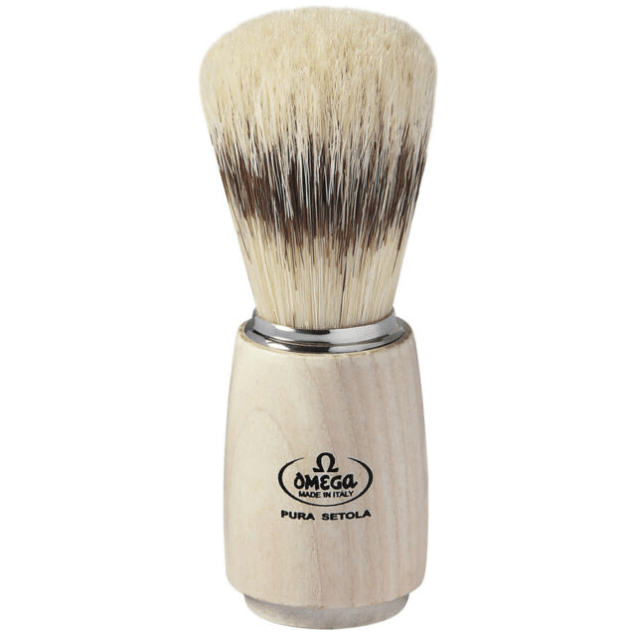 Omega Banded Boar Shaving Brush White Ash Wood 