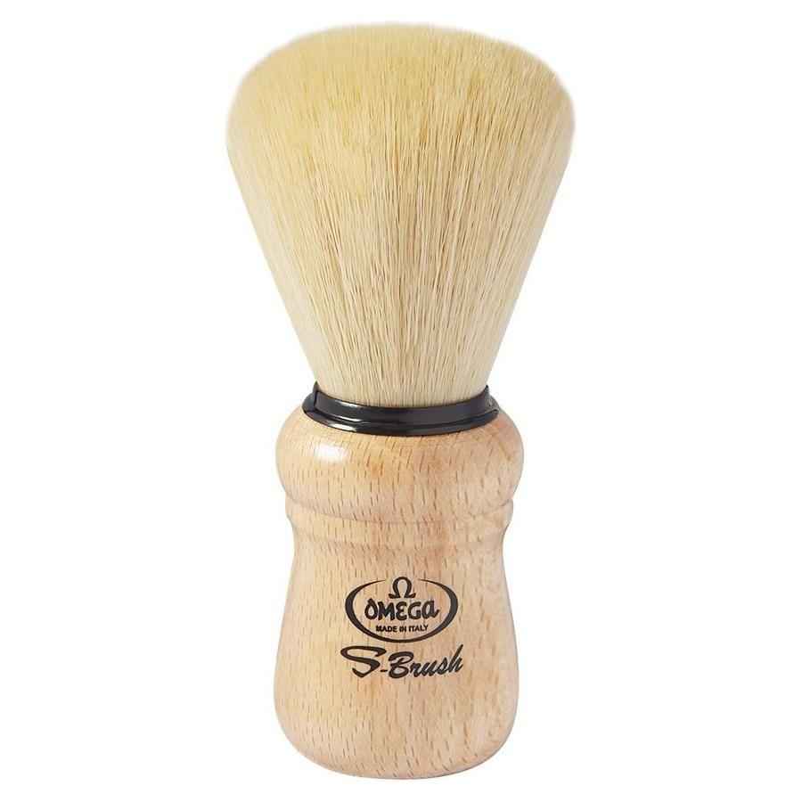 Omega S-Brush Synthetic Fiber Shaving Brush With Beech Wood Handle 