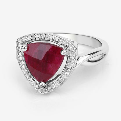 3.25 Carat Dyed Ruby and White Topaz .925 Sterling Silver Ring  DestGlow