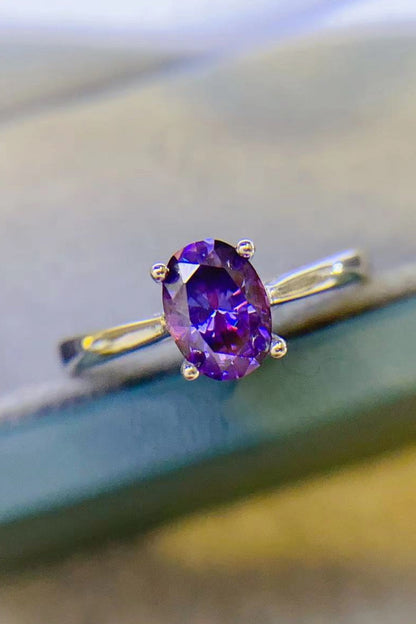 1 Carat Purple Oval-Cut Sparkala™ 4-Prong Solitaire Ring by Sparkala