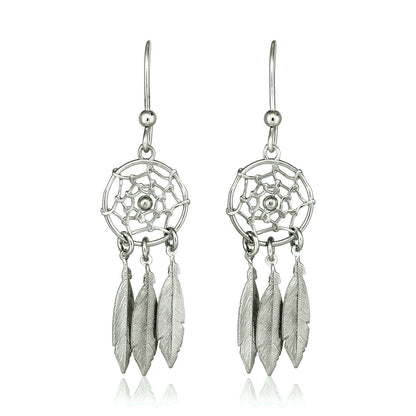 Sterling Silver Dream Catcher Dangle Earrings by Bids.com