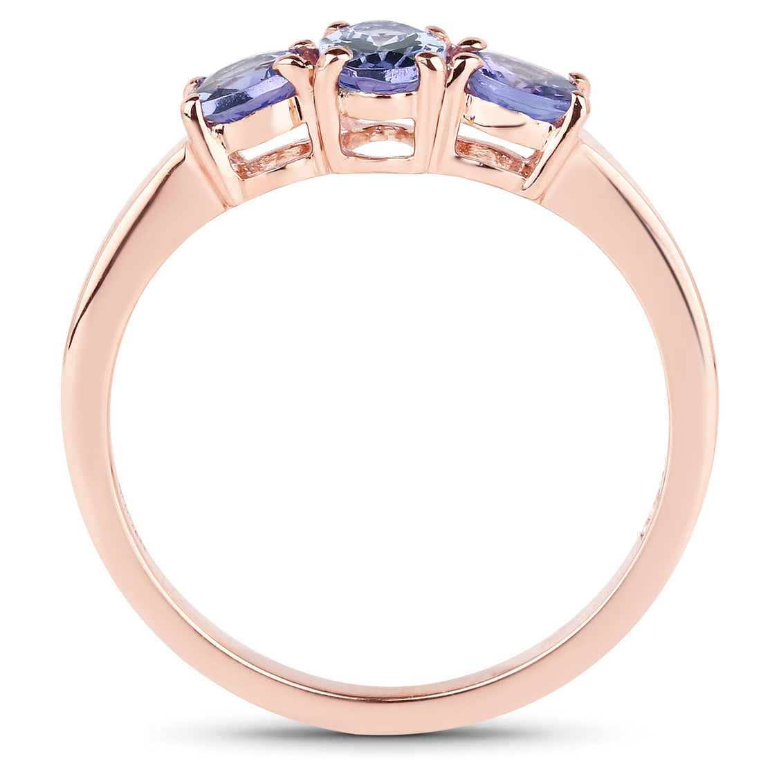 18K Rose Gold Plated 0.90 Carat Genuine Tanzanite .925 Sterling Silver Ring by Bids.com