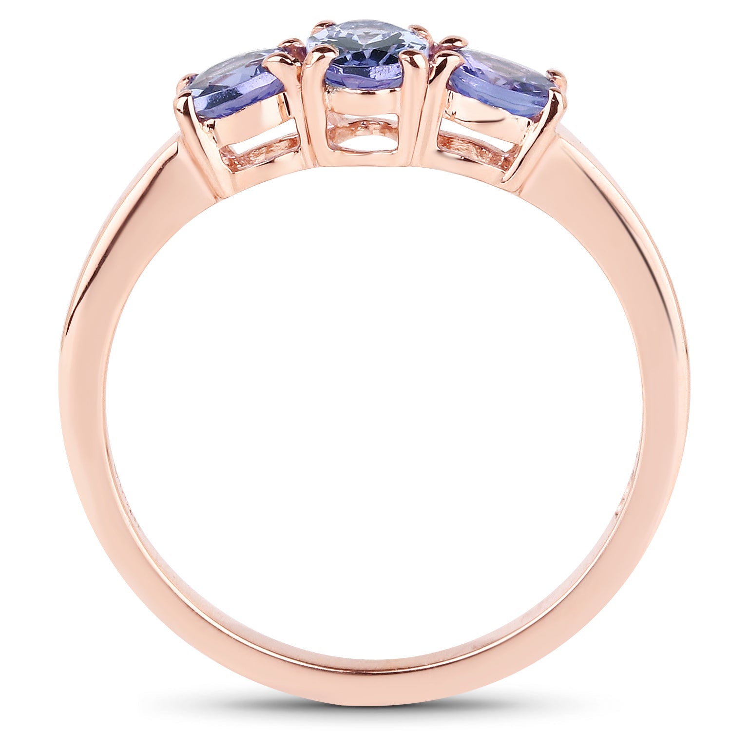 18K Rose Gold Plated 0.90 Carat Genuine Tanzanite .925 Sterling Silver Ring by Bids.com