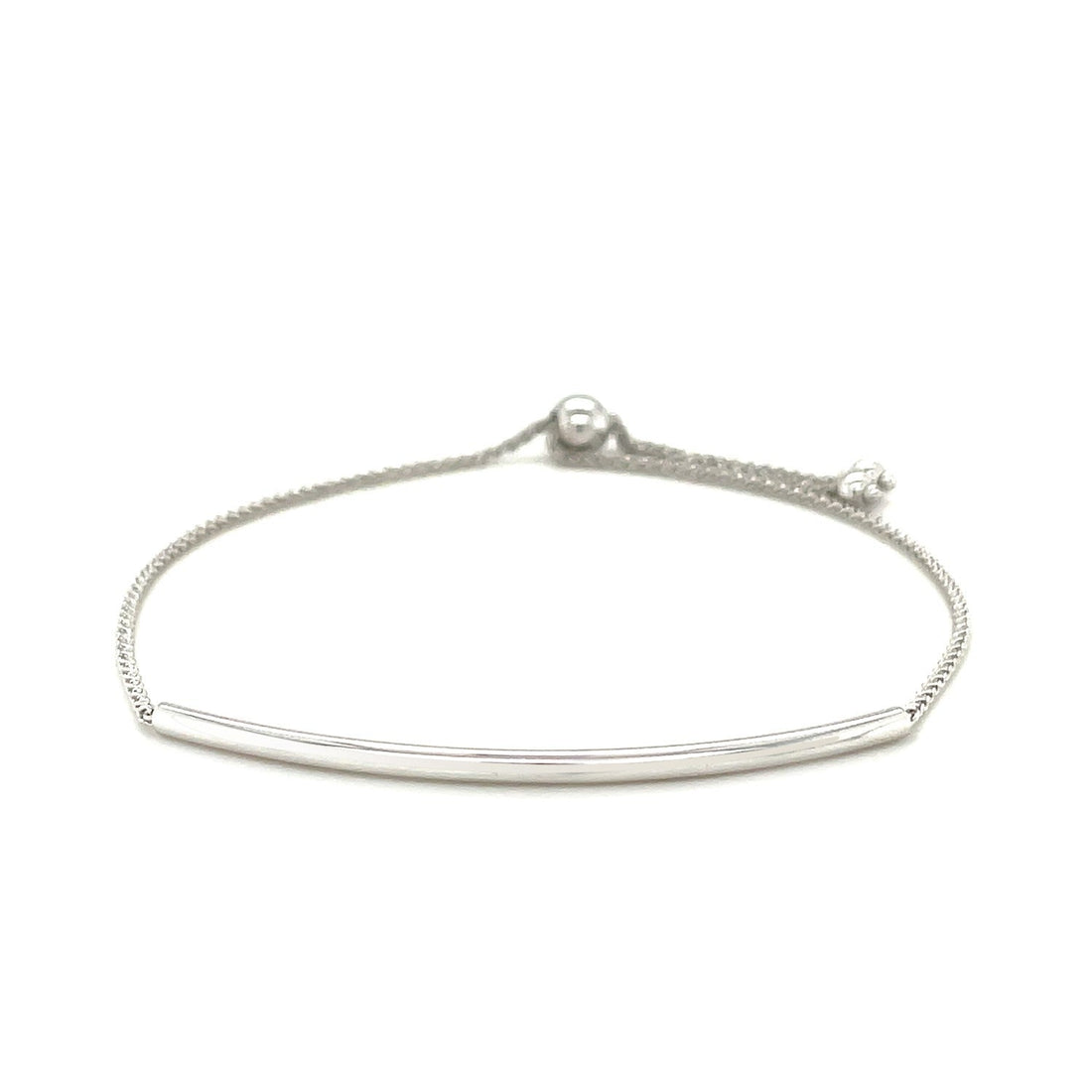 14k White Gold Smooth Curved Bar Lariat Design Bracelet by Bids.com
