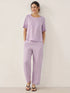 100% Linen Short-Sleeve Round Neck Button Detail Top & Pants Set SASHA by LINTICO