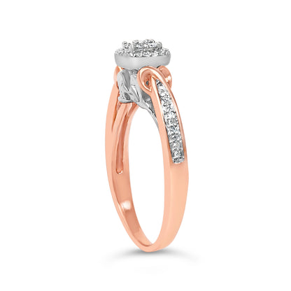 14K Rose Gold Plated Sterling Silver 1/6 Cttw Diamond Knot Cluster Ring by Bids.com