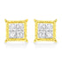 14K Yellow Gold 1.0 Cttw Invisible Set Princess-Cut Diamond Composite 8 Stone Stud Earrings (I-J Color, SI1-SI2 Clarity) by Bids.com