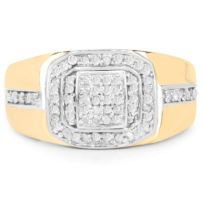 14K Yellow Gold Plated 0.29 Carat Genuine White Diamond .925 Sterling Silver Ring by Bids.com