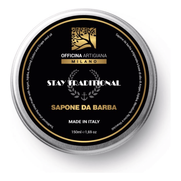 Officina Artigiana Milano Stay Traditional Shaving Soap in Glass Jar 150ml by Pasteur Pharmacy
