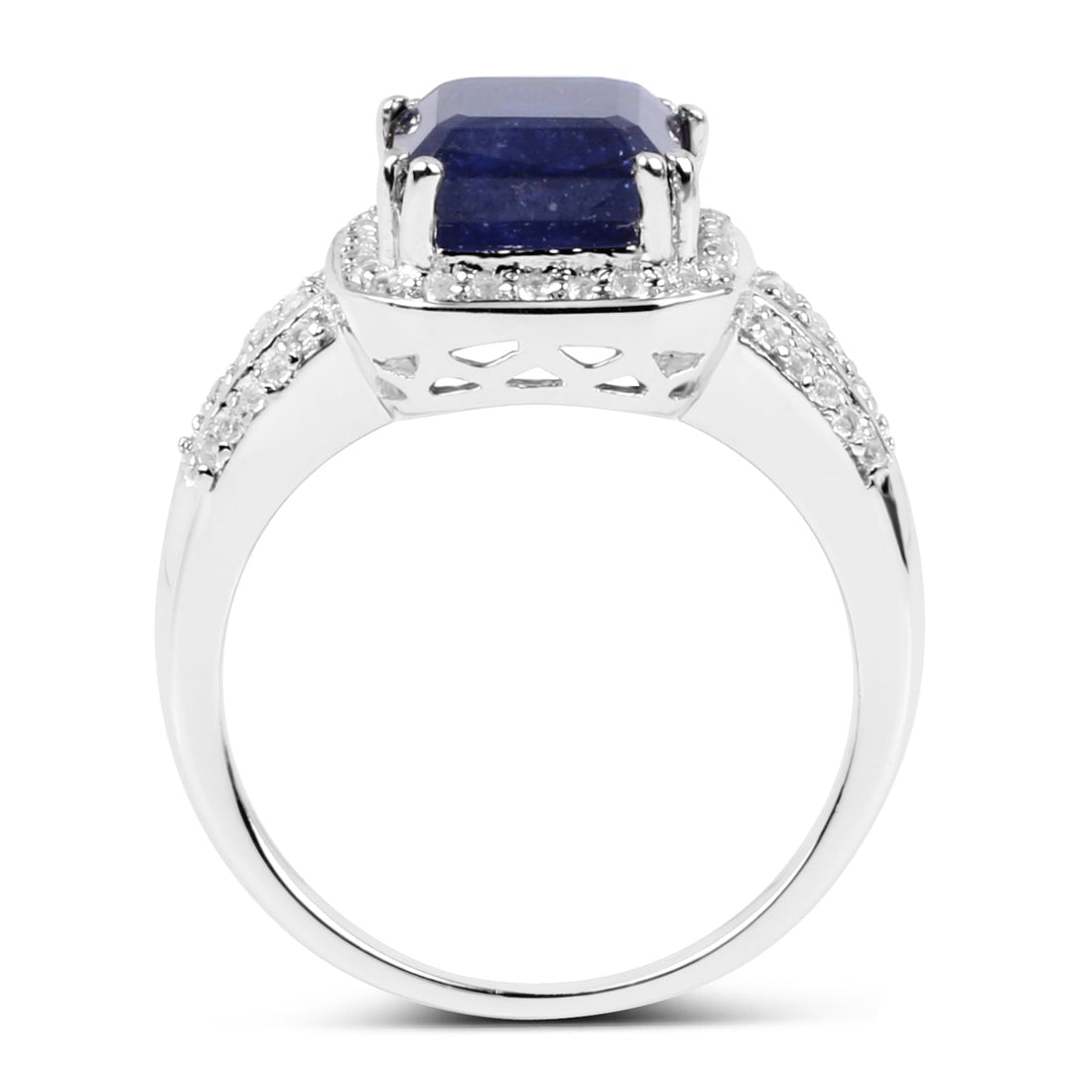 4.80 Carat Glass Filled Sapphire and White Topaz .925 Sterling Silver Ring by Bids.com