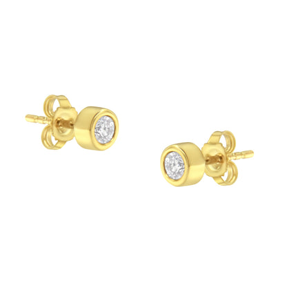 10K White Gold 1/4 Cttw Round Brilliant-Cut Near Colorless Diamond Bezel-Set Stud Earrings (H-I Color, I1-I2 Clarity) by Bids.com
