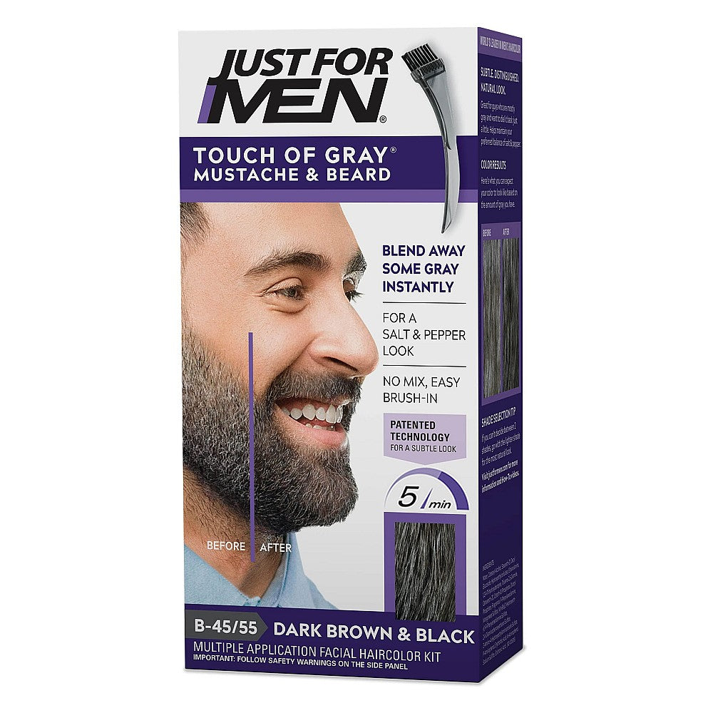 Just for Men Touch Of Gray Hair Color, Mustache &amp; Beard, Dark Brown &amp; Black B 45/55 by Pasteur Pharmacy