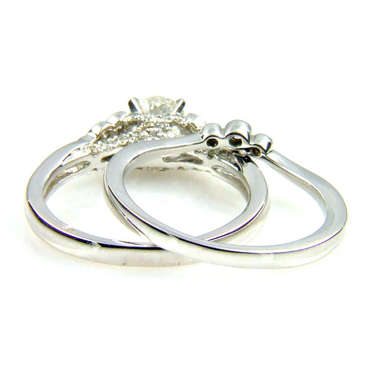.90ct Antique Style Engagement Ring Set 14KT White Gold by Bids.com