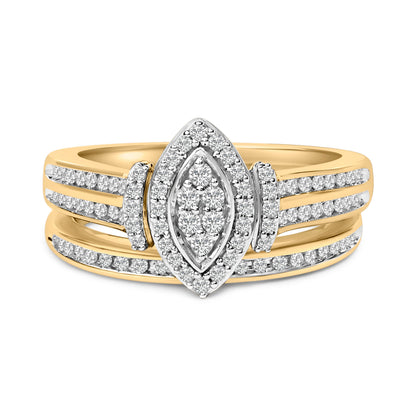 14K Yellow Gold Plated Sterling Silver 1/2 Cttw Marquise Cluster Diamond Bridal Set by Bids.com