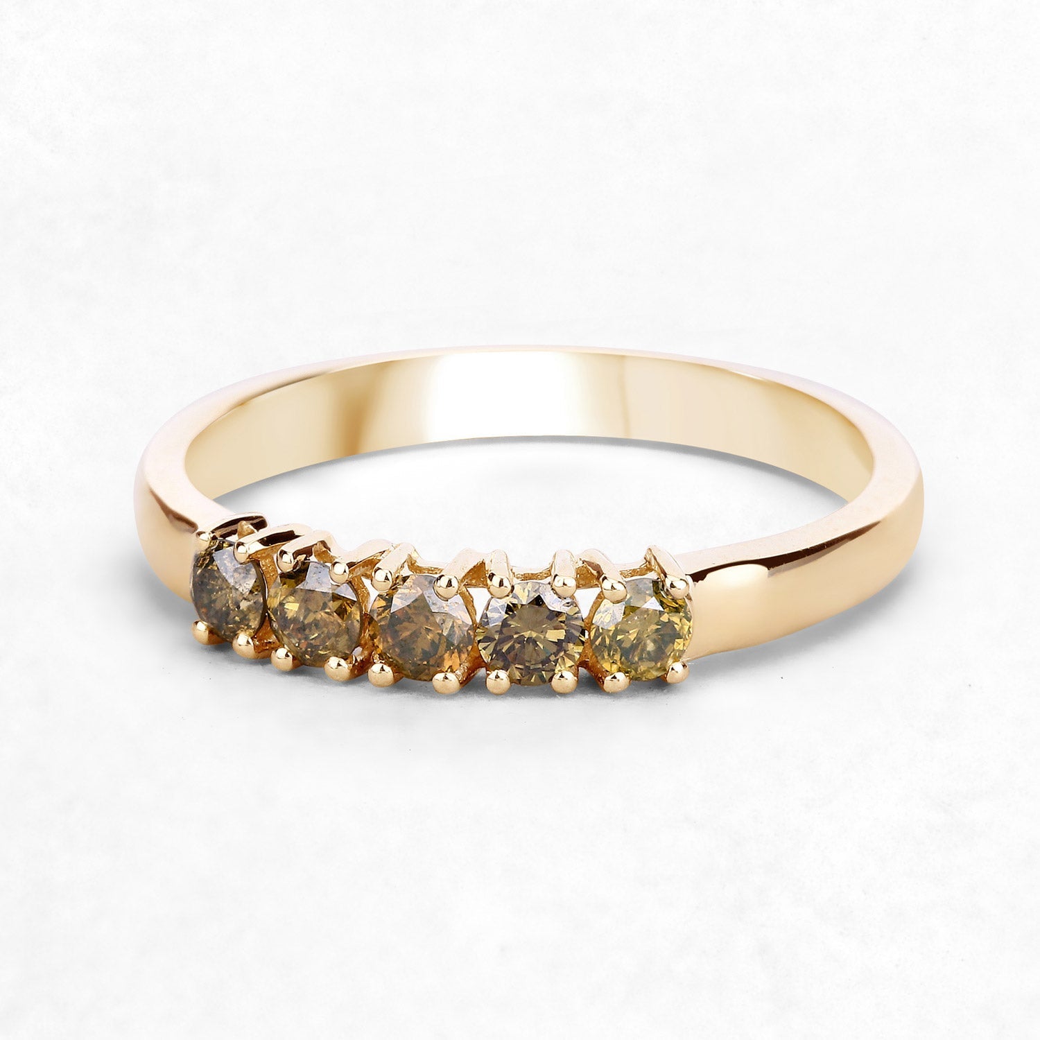 0.46 Carat Genuine Yellow Diamond 14K Yellow Gold Ring (I1-I2)  DestGlow