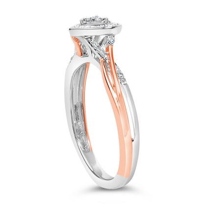 14K Rose Gold Plated Sterling Silver 1/10 Cttw Diamond Heart Motif Ring by Bids.com
