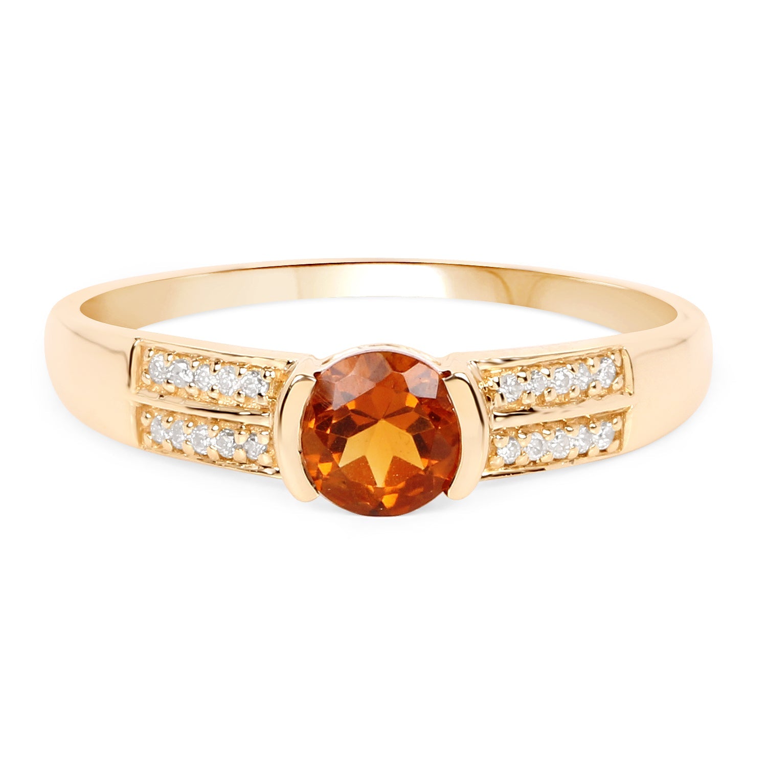 0.51 Carat Genuine Citrine and White Diamond 14K Yellow Gold Ring by Bids.com