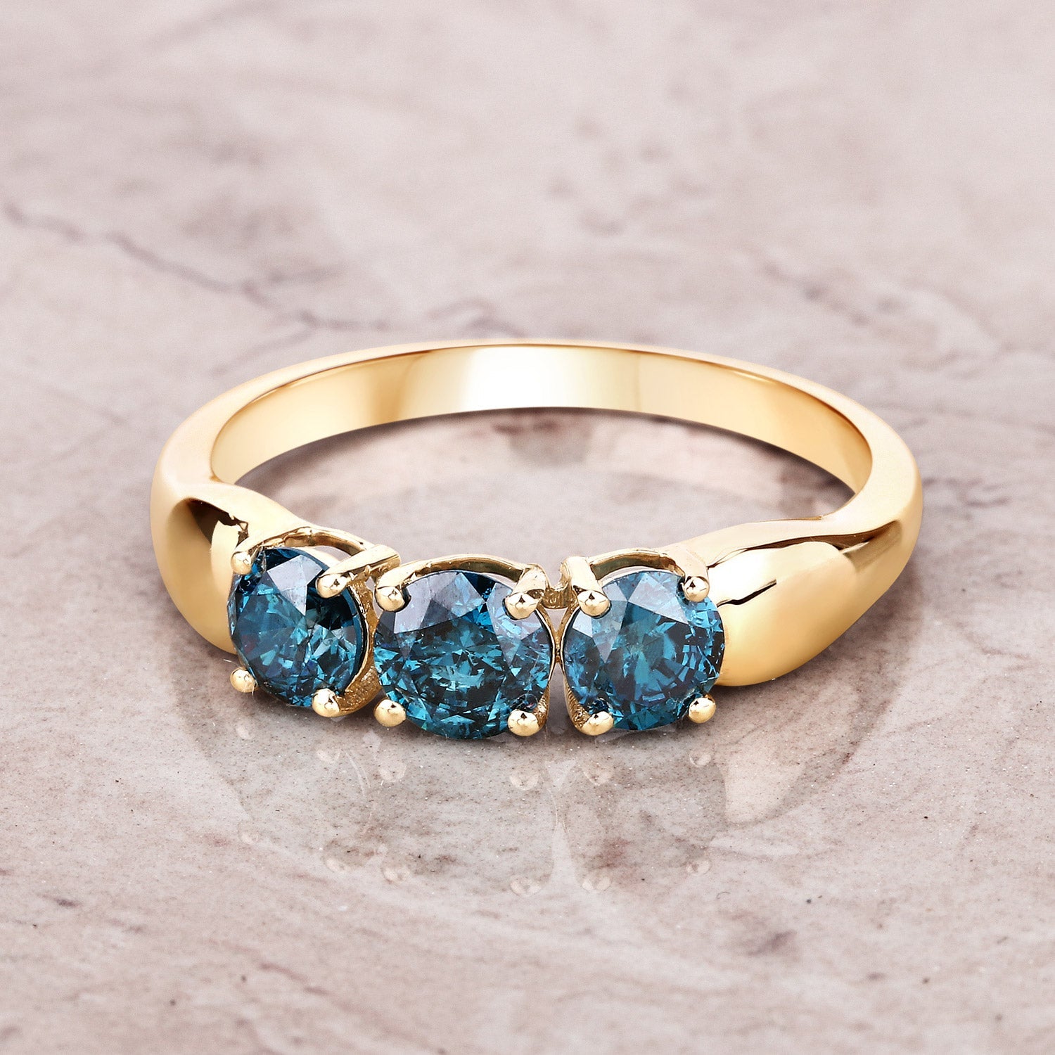 1.03 Carat Genuine Blue Diamond 14K Yellow Gold Ring by Bids.com