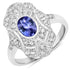 1.17 Carat Genuine Tanzanite and White Topaz .925 Sterling Silver Ring by Bids.com
