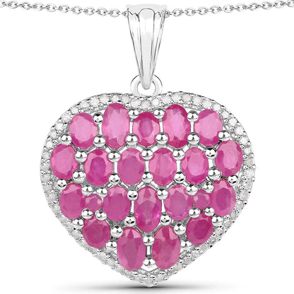 5.00 Carat Genuine Ruby and White Diamond .925 Sterling Silver Pendant by Bids.com