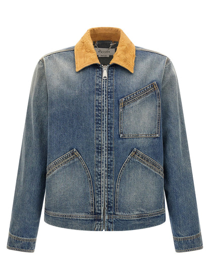 Mcqueen Men Suede Denim Jacket by Luosophy