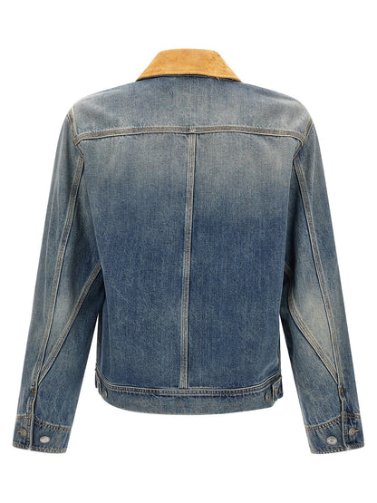 Mcqueen Men Suede Denim Jacket by Luosophy