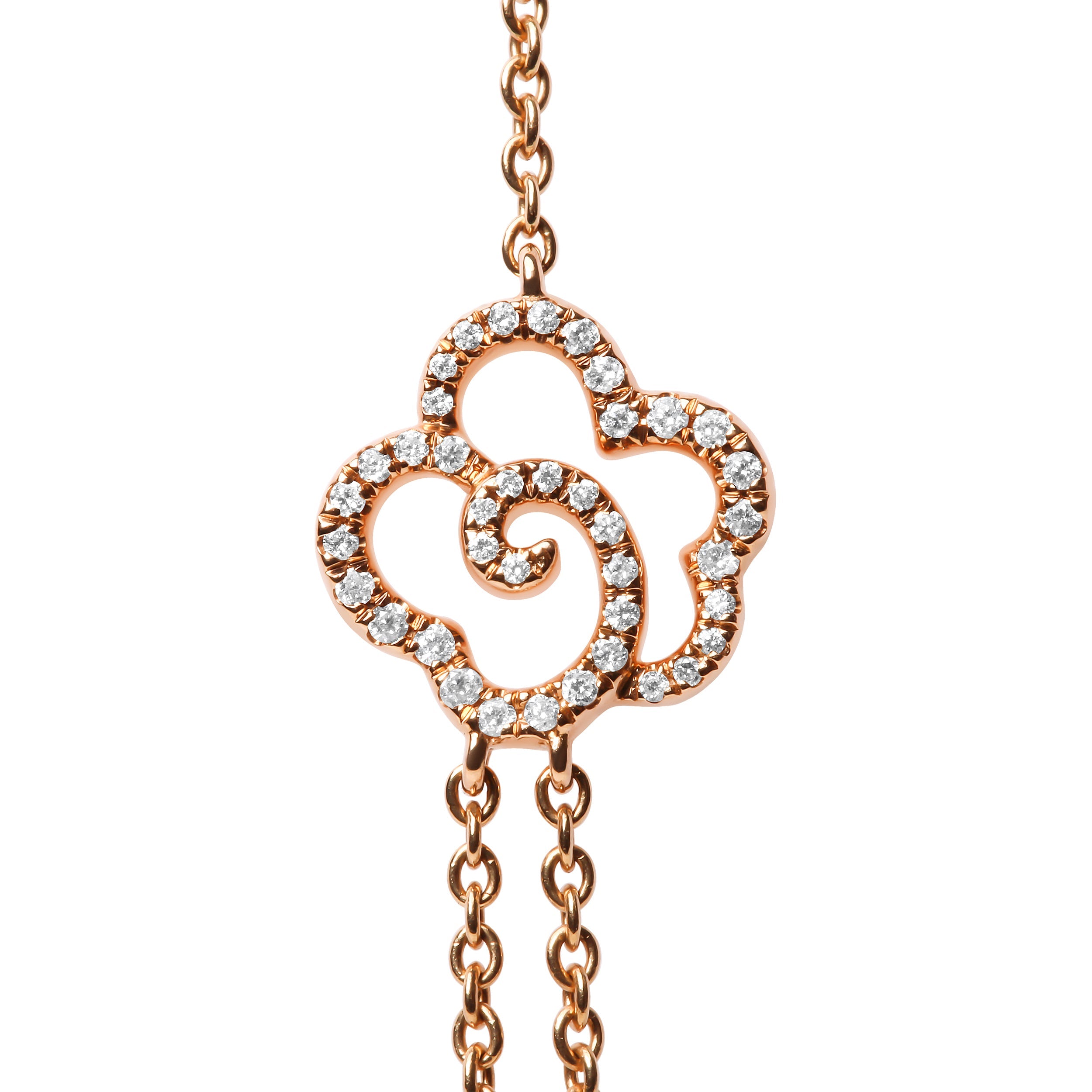 18K Rose Gold 1/2 Cttw Diamond and Freshwater Pearl Double Strand Station Necklace (G-H Color, SI1-SI2 Clarity) - Adjustable up to 16" to 20" by Bids.com