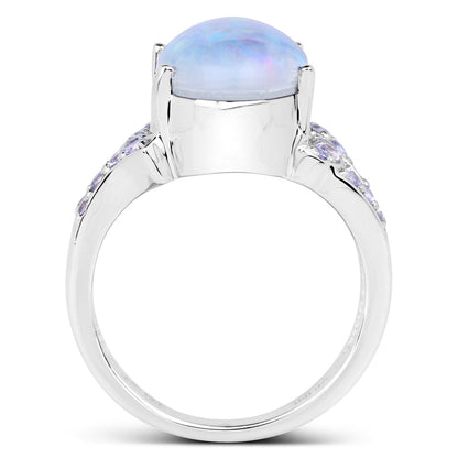 4.12 Carat Genuine Triplet Opal and Tanzanite .925 Sterling Silver Ring by Bids.com