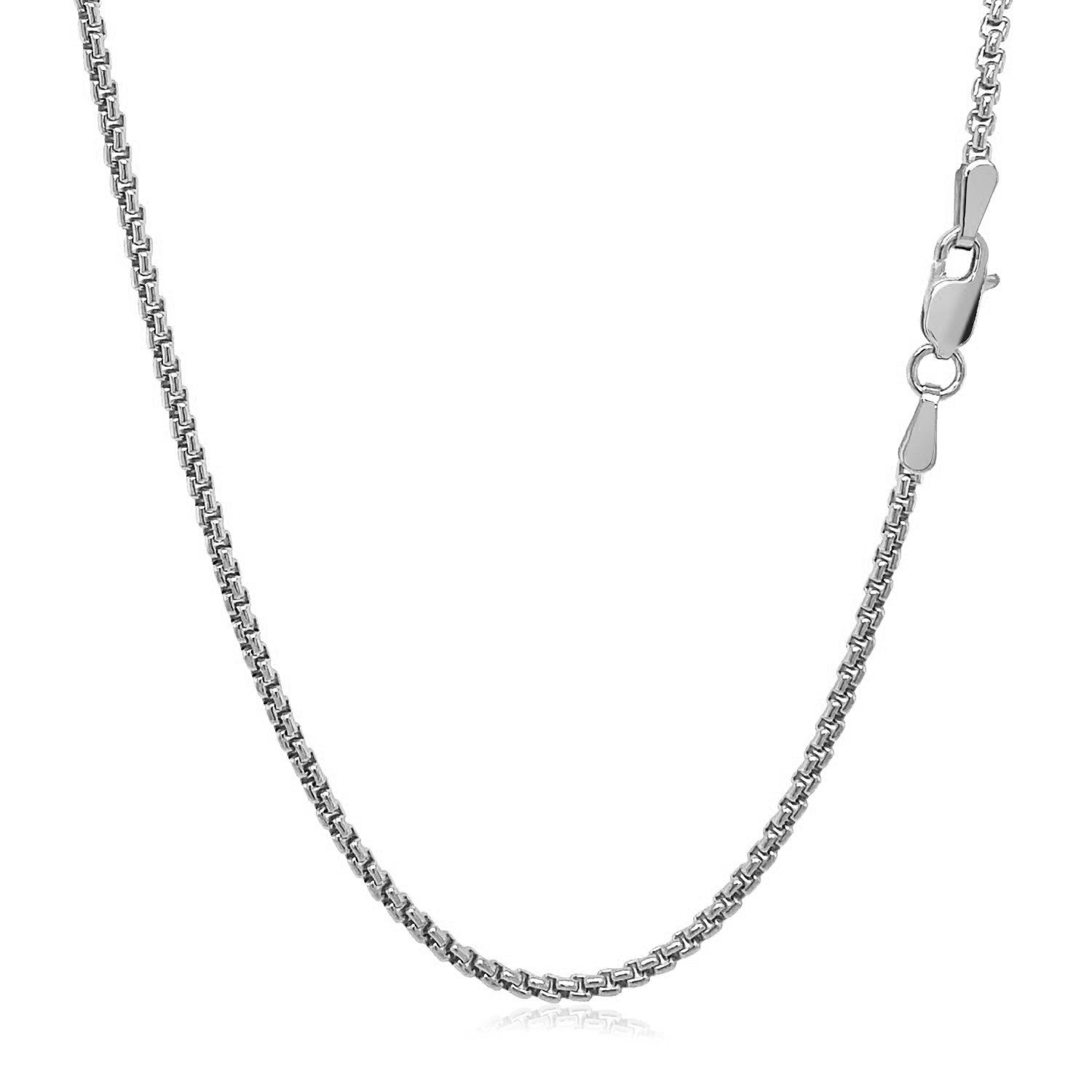 14k White Gold Solid Round Box Chain (1.60 mm)  DestGlow