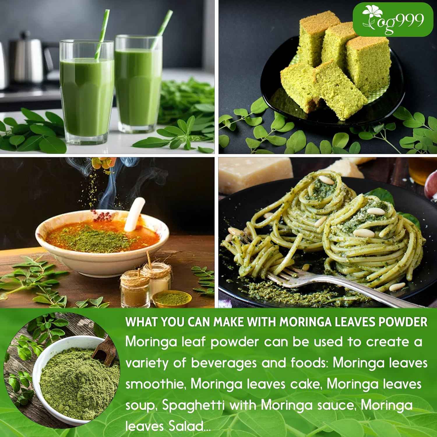 Premium Moringa Leaf Powder, 100% Natural and Pure from Moringa Leaves, No Additives, No Gluten, No Sugar, Vegan