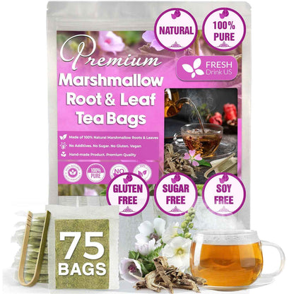 Premium Marshmallow Root and Leaf Tea Bags, 100% Natural &amp; Pure.