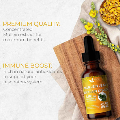 Mullein Drops for Lungs Cleanse Support, Mullein Extract Liquid – 100% from Natural Mullein Leaves, Non-GMO, Gluten-Free