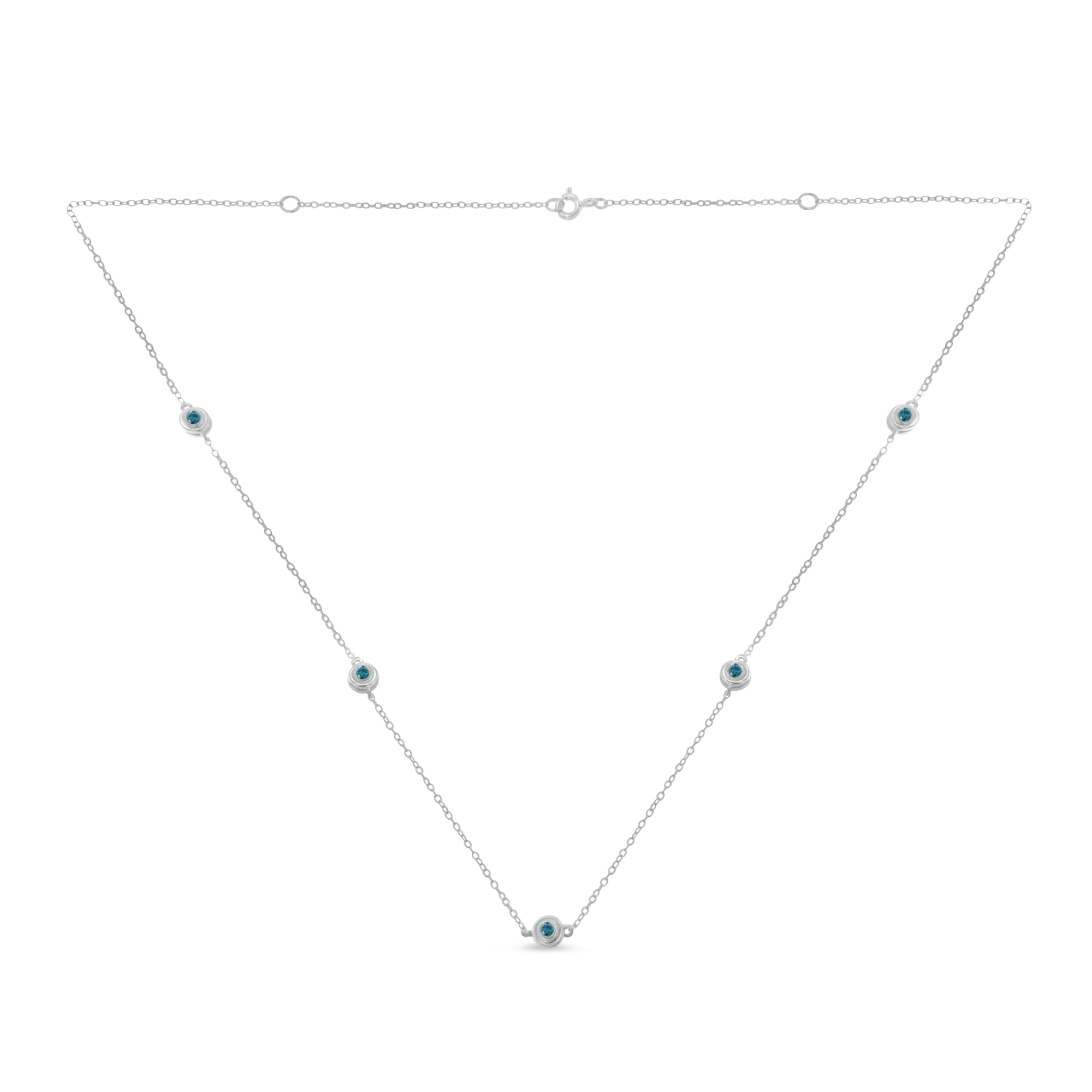 Sterling Silver Treated Blue Color Diamond Station Necklace (1/2 cttw, Blue Color, I2-I3 Clarity) by Bids.com