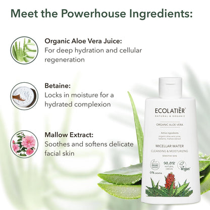 x-Micellar Water Cleansing &amp; Mouisturizing Organic Aloe Vera by Damask Rose