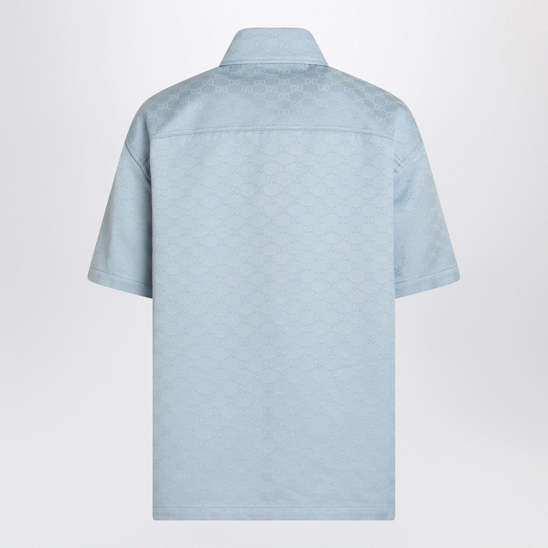 Gucci Light Blue Cotton Shirt With Gg Jacquard Men by Luosophy