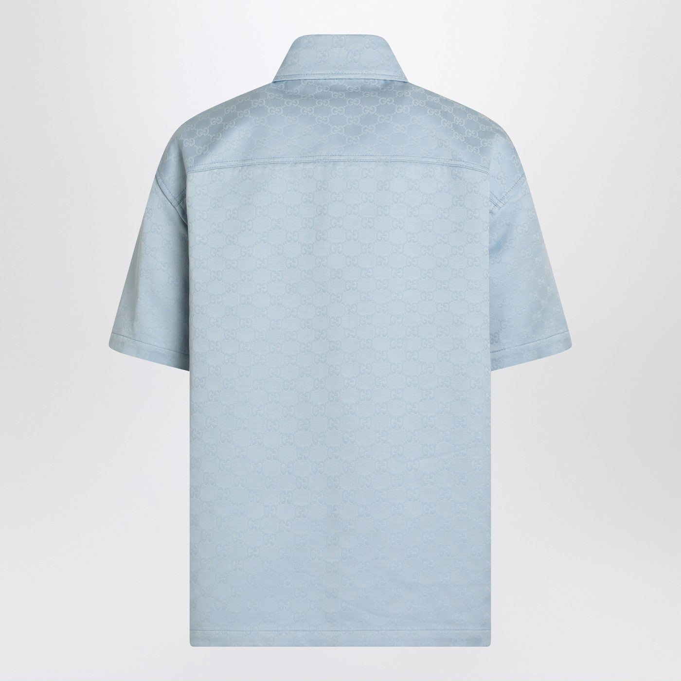 Gucci Light Blue Cotton Shirt With Gg Jacquard Men by Luosophy