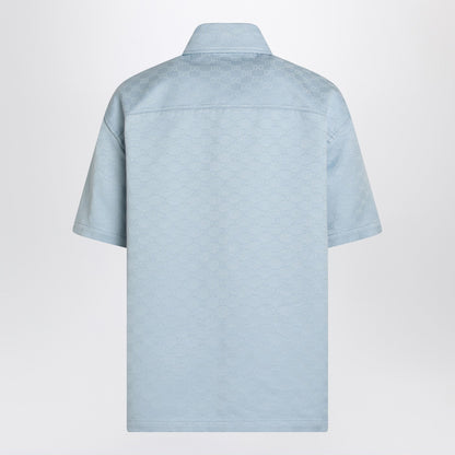 Gucci Light Blue Cotton Shirt With Gg Jacquard Men by Luosophy