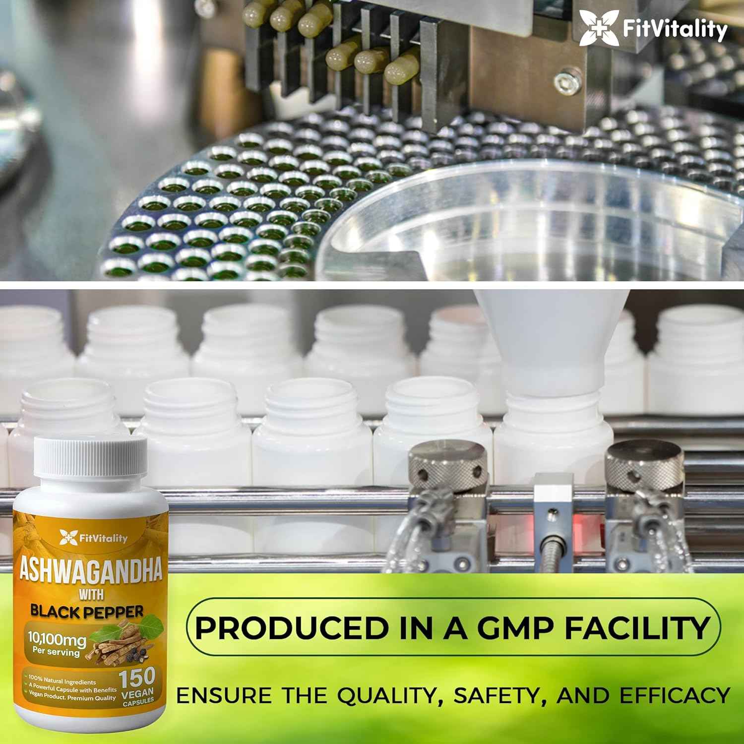 Ashwagandha with Black Pepper Capsules, Non-GMO, Gluten-Free