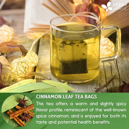 Natural Cinnamon Leaves, Whole Dried Cinnamon Leaves, Tea Bags, 100% Pure from Dried Cinnamon Leaves, Cinnamon Leaf Tea, No Additives, No Caffeine, Vegan